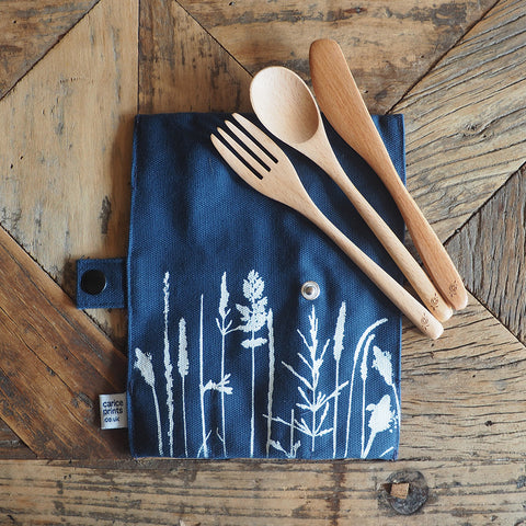 'Meadow' Picnic Set - Beech Knife, Fork, Spoon in wrap