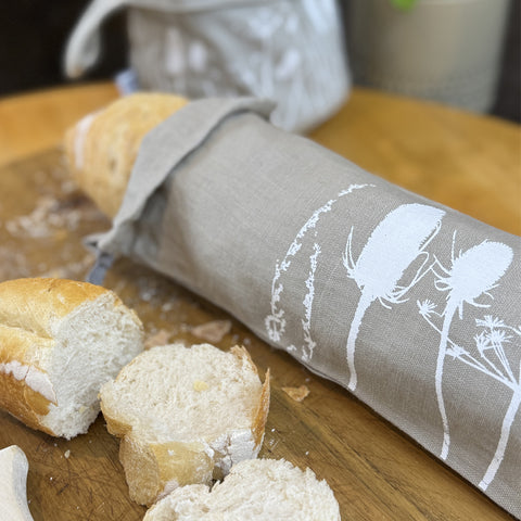 'Bea’s Bee' Pure Linen Drawstring Baguette Bag - 65cm x 14cm