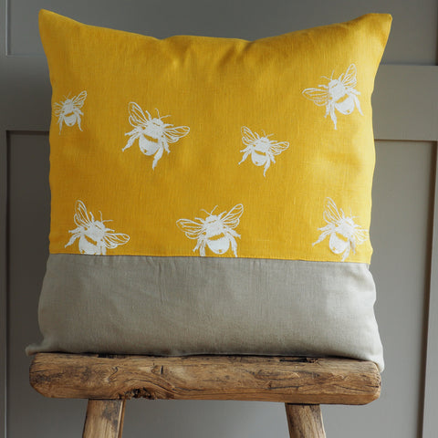 'Bea’s Bee' Pure Linen Cushion 'Duo'