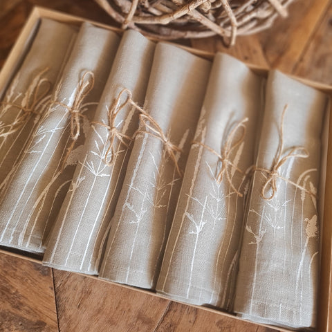 'Meadow' Pure Linen Napkin - Set of 6