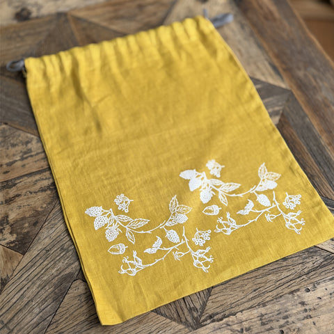 'Forage' Pure Linen Drawstring Bread Bag - 35cm x 45cm