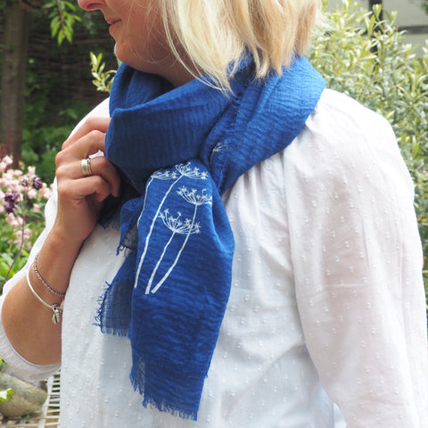 'Cow Parsley Cluster' Scarf - Super soft cotton mix