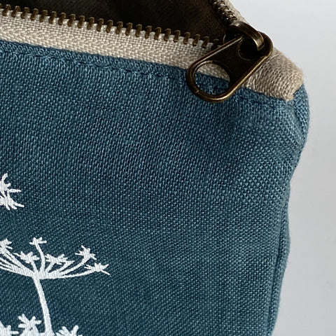'Cow Parsley Cluster' Pure Linen Cosmetic Bag