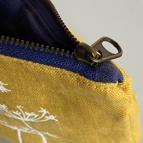 'Cow Parsley Cluster' Pure Linen Cosmetic Bag