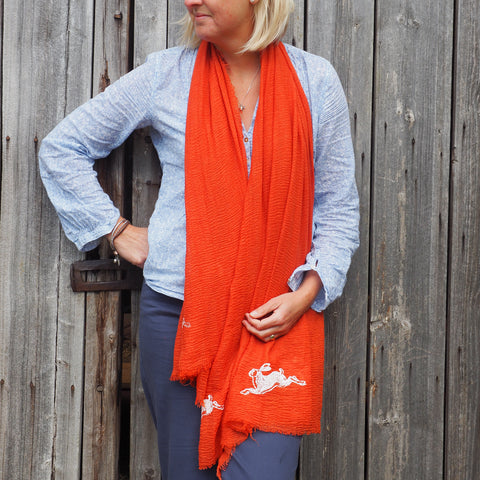 'Leaping Hare' Scarf - Super soft cotton mix