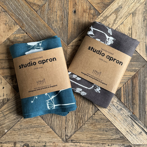 'Meadow' Pure Linen Cross Back Studio Apron