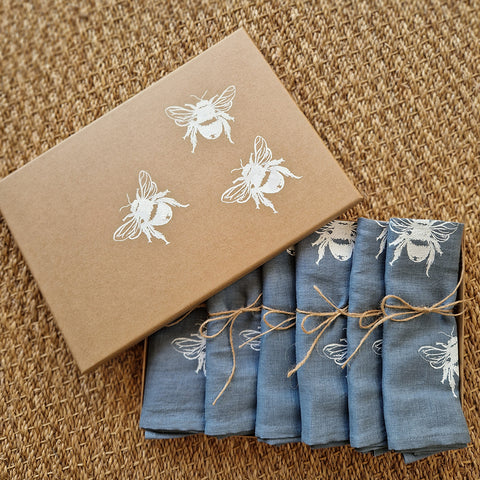 'Bea’s Bee' Pure Linen Napkin - Set of 6