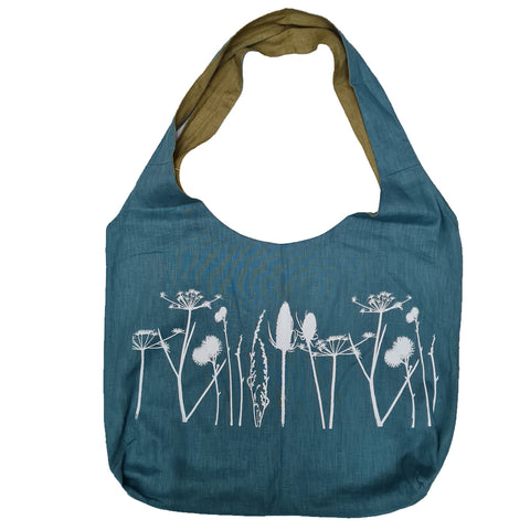 'Hedgerow' Pure Linen Reversible Shoulder Bag