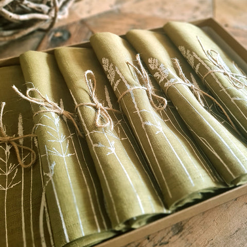 'Meadow' Pure Linen Napkin - Set of 6
