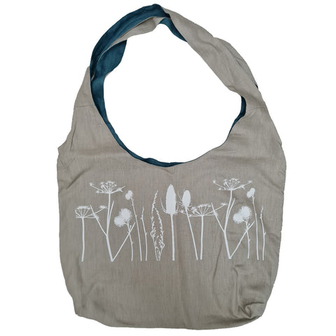 'Hedgerow' Pure Linen Reversible Shoulder Bag