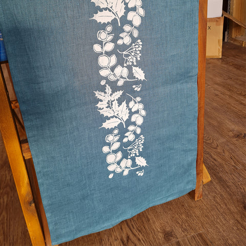 'Winter Berries' Pure Linen Table Runner 35cm x 230cm